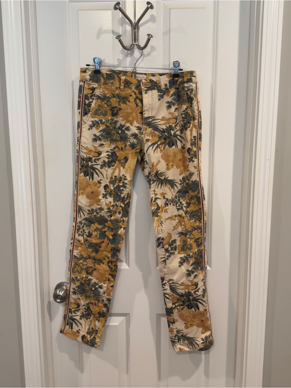 Anthropologie Chino Straight-Leg Pants in Fun Tropical Print